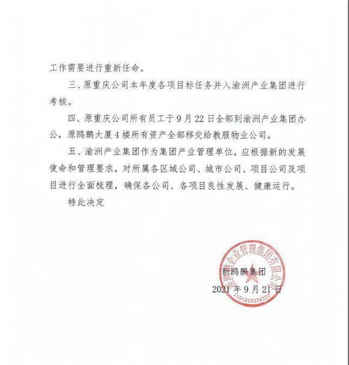 新鷗鵬戰(zhàn)略調(diào)整 撤銷重慶公司，員工并入渝州產(chǎn)業(yè)集團(tuán)推動文化藝術(shù)交流